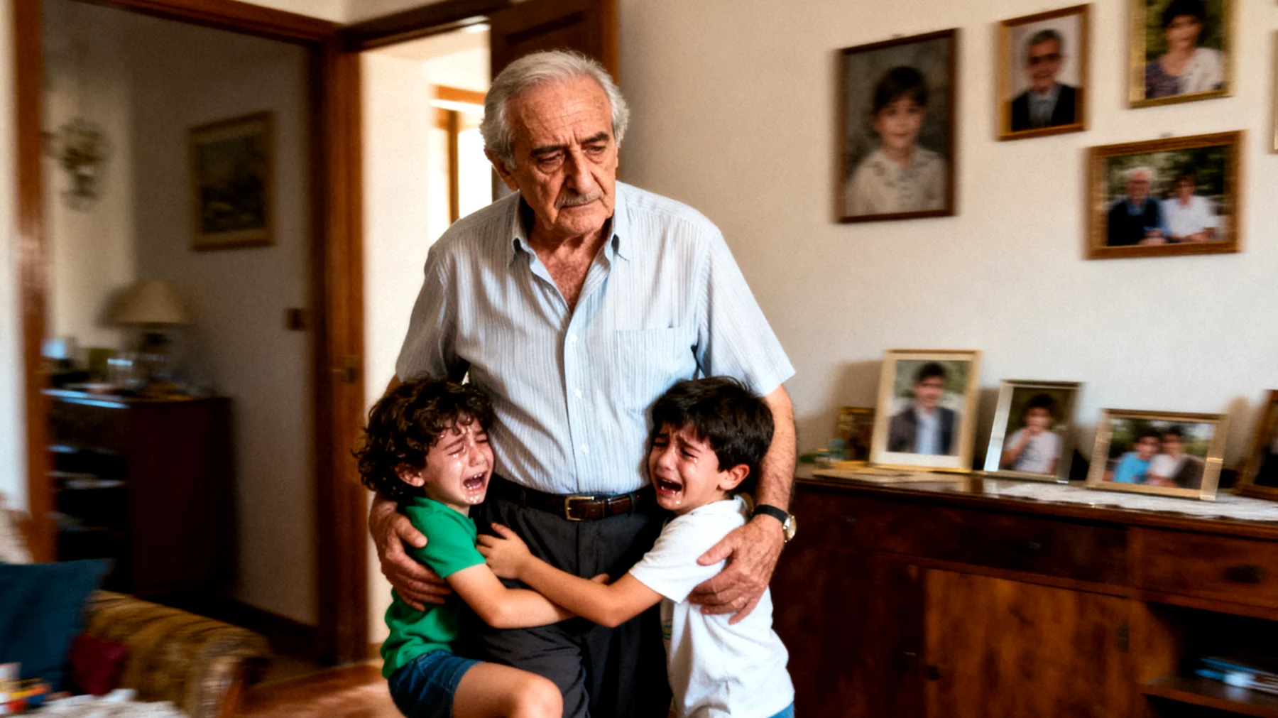 Il nonno si trova a gestire nipoti bambini che mostrano una dipendenza eccessiva dalla sua presenza, piangendo o manifestando ansia quando si allontana anche per brevi periodi, rendendo difficile per lui svolgere le proprie attività quotidiane e mantenere i propri spazi personali."